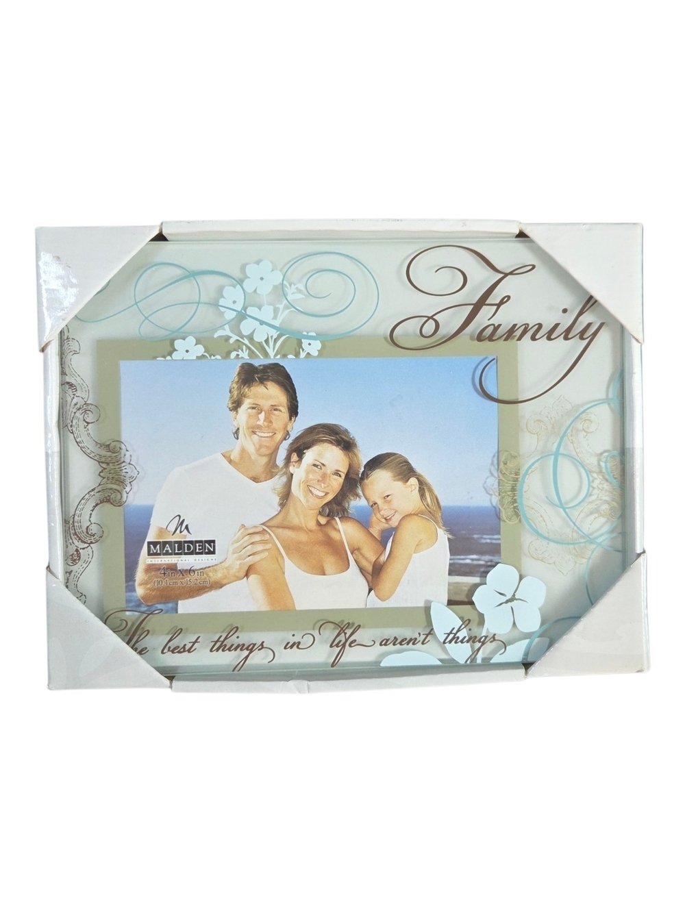 Malden Family Photo Frame in Light Blue and Cream Floral Motif